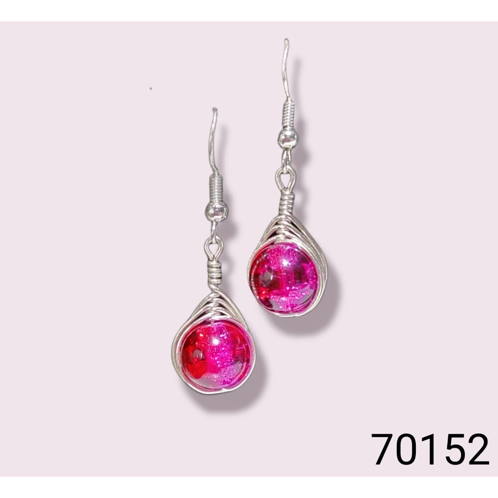 Pink Red Swirl Crinkle Crystal Earrings